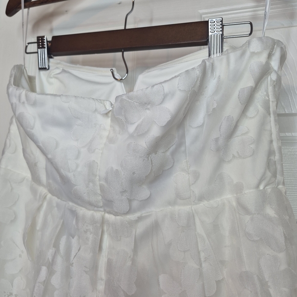 Lulu's White Strapless Floral Sweetheart Mini Dress Size Xl - Picture 9 of 12